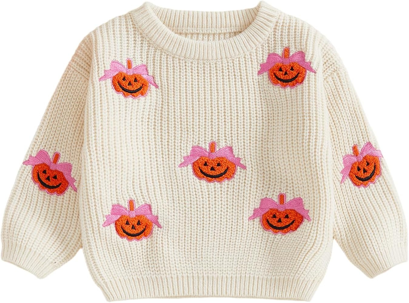 Toddler Baby Boy Girl Halloween Outfit Infant Pumpkin Embroidery Knit Sweaters Sweatshirt Tops Fa... | Amazon (US)