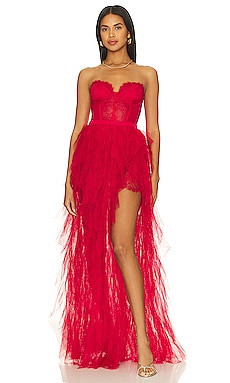 For Love & Lemons x REVOLVE Bustier Gown in Red from Revolve.com | Revolve Clothing (Global)