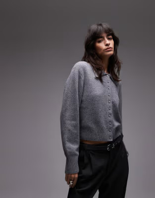 & Other Stories knit cardigan with collar and button front in gray | ASOS | ASOS (Global)