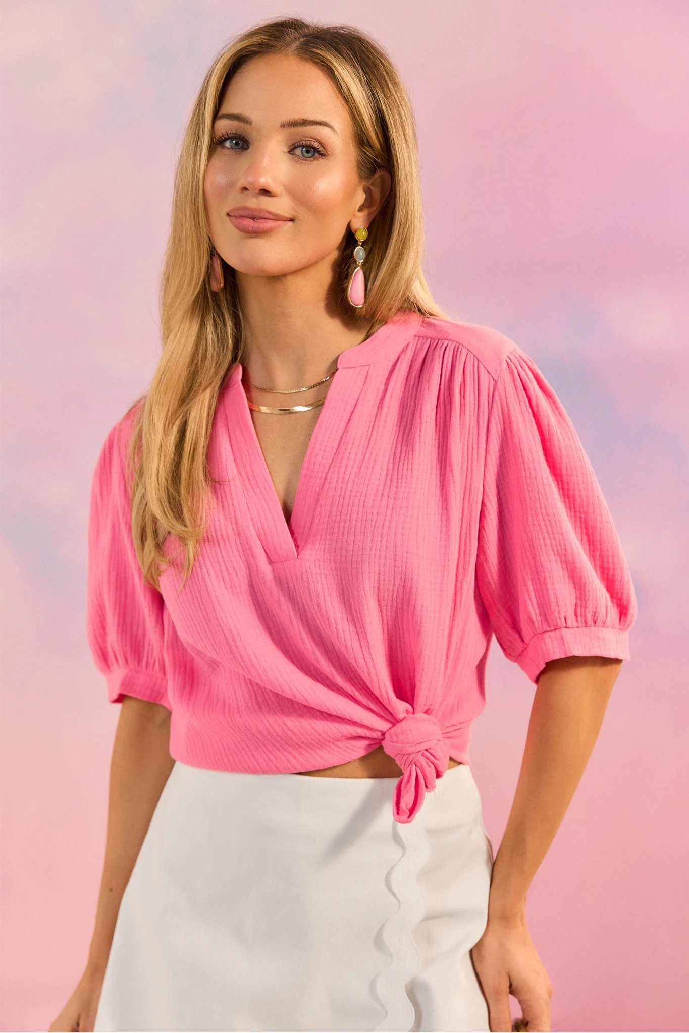 Tammy Pink Puff Sleeve Top | Avara