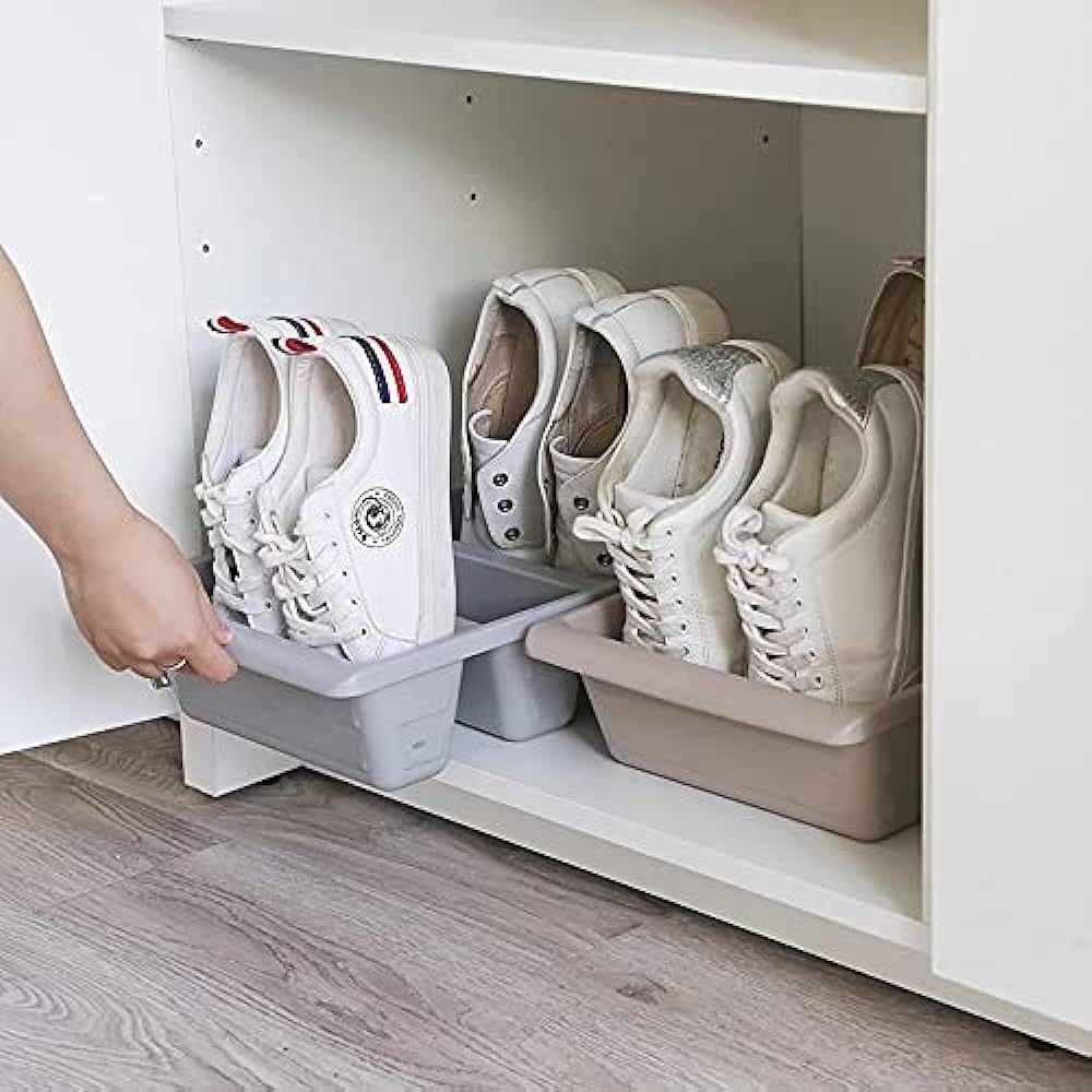 Simple modern Nordic style vertical economy slippers rack space home shoes storage WF (Beige) | Amazon (US)