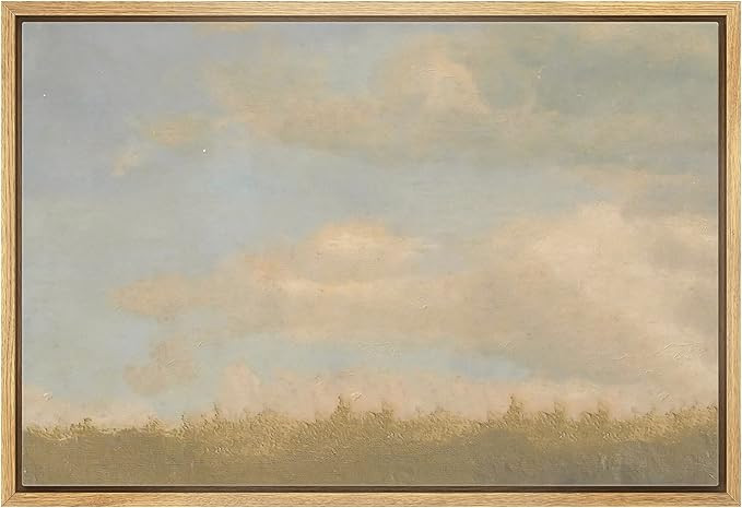 MUDECOR Framed Canvas Print Wall Art Pastel Cloudy Sky Watercolor Horizon Nature Wilderness Illus... | Amazon (US)