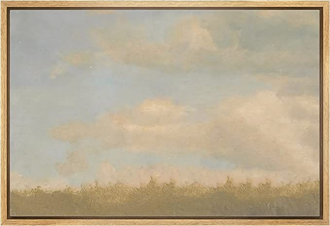 MUDECOR Framed Canvas Print Wall Art Pastel Cloudy Sky Watercolor Horizon Nature Wilderness Illus... | Amazon (US)