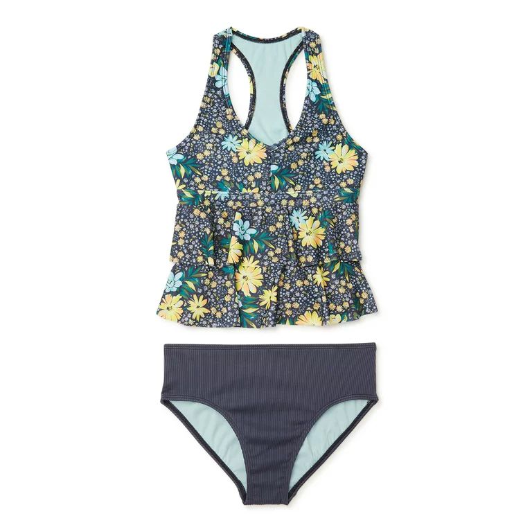 Wonder Nations Girls Bouquet Blooms Tankini Swimsuit with UPF 50+, Sizes 4-16 & Plus | Walmart (US)