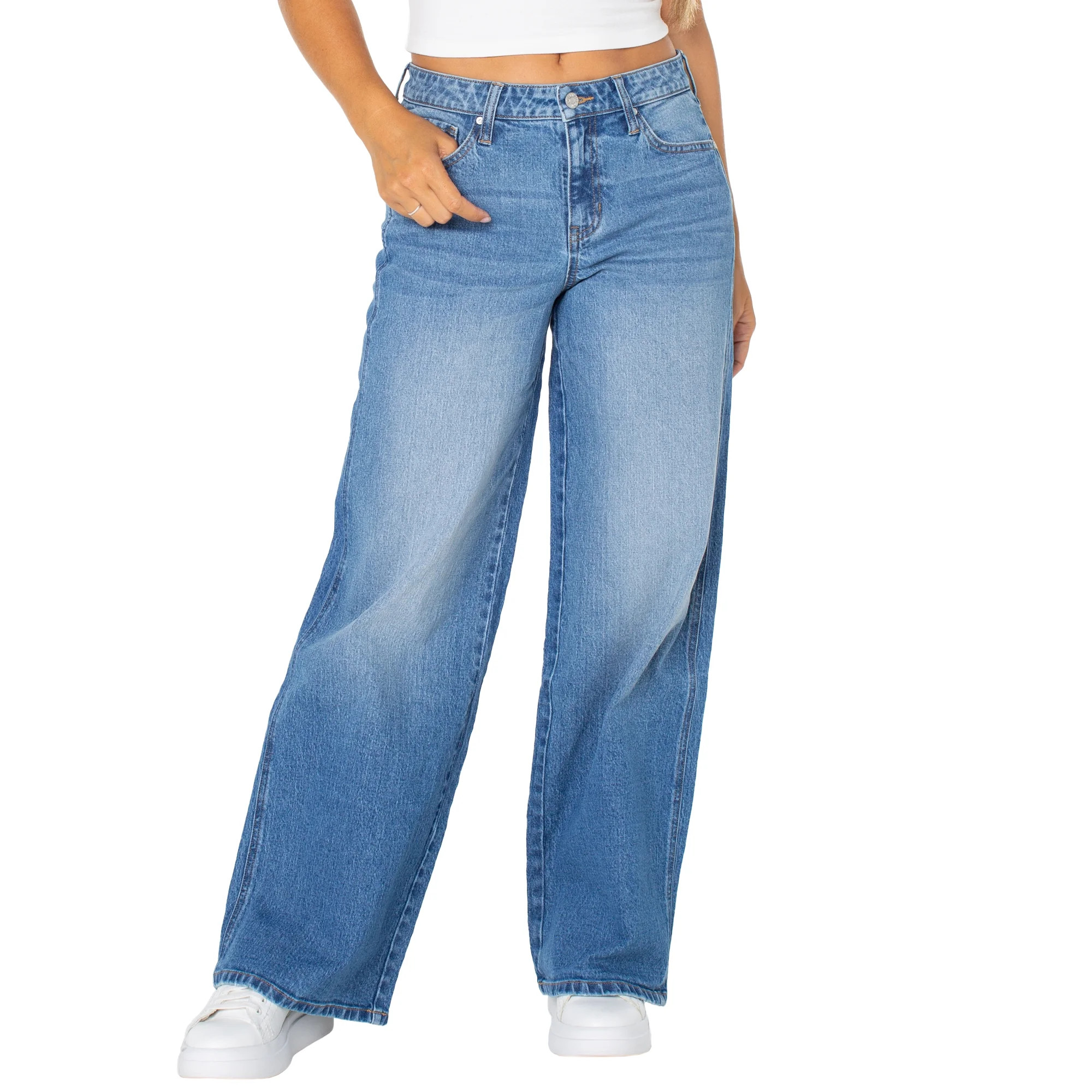 Celebrity Pink Women's and Women's Plus Baggy Wide Leg Jeans, Sizes 1-24 | Walmart (US)