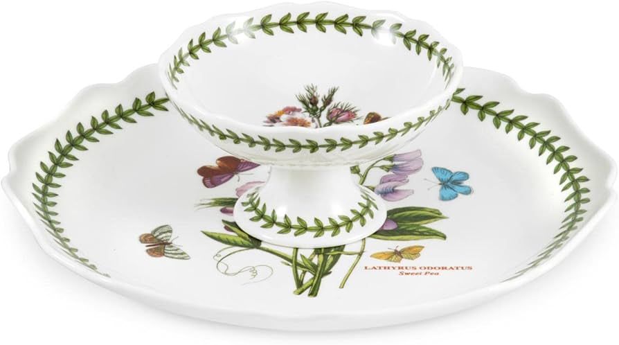 Portmeirion Botanic Garden 2-Piece Chip and Dip Set | 11 Inch Round Serving Platter and Dip Bowl ... | Amazon (US)
