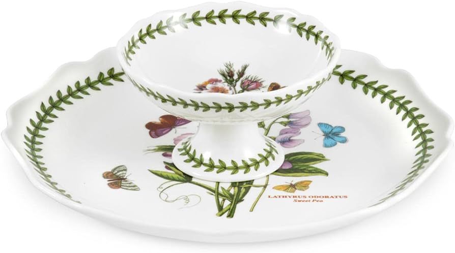 Portmeirion Botanic Garden 2-Piece Chip and Dip Set | 11 Inch Round Serving Platter and Dip Bowl ... | Amazon (US)