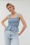 UO Demi Smocked Peplum Tank Top | Urban Outfitters (US and RoW)