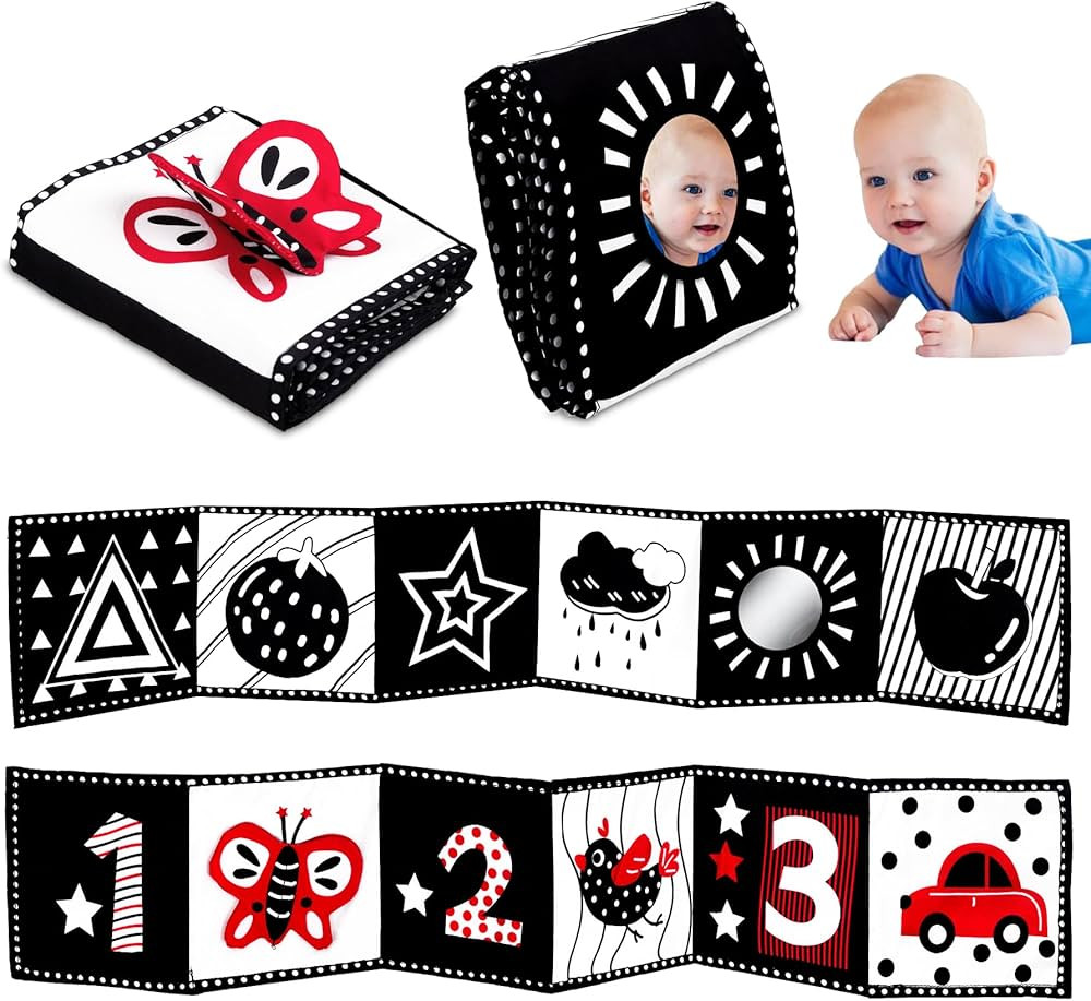 Black and White High Contrast Baby Toys - Newborn Toys 0 3 Months Brain Development - Soft Crinkl... | Amazon (US)