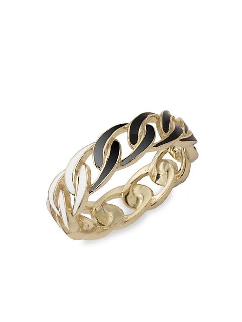 Chace 14K Gold-Plated & Two-Tone Enamel Chain Ring | Saks Fifth Avenue