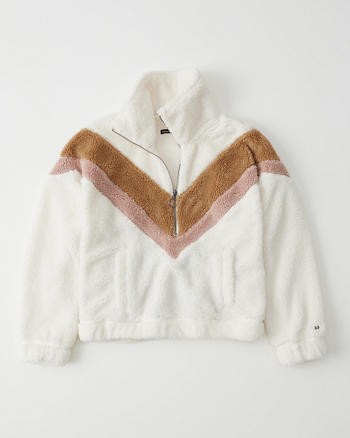 Colorblock Sherpa Half-Zip Sweatshirt | Abercrombie & Fitch US & UK