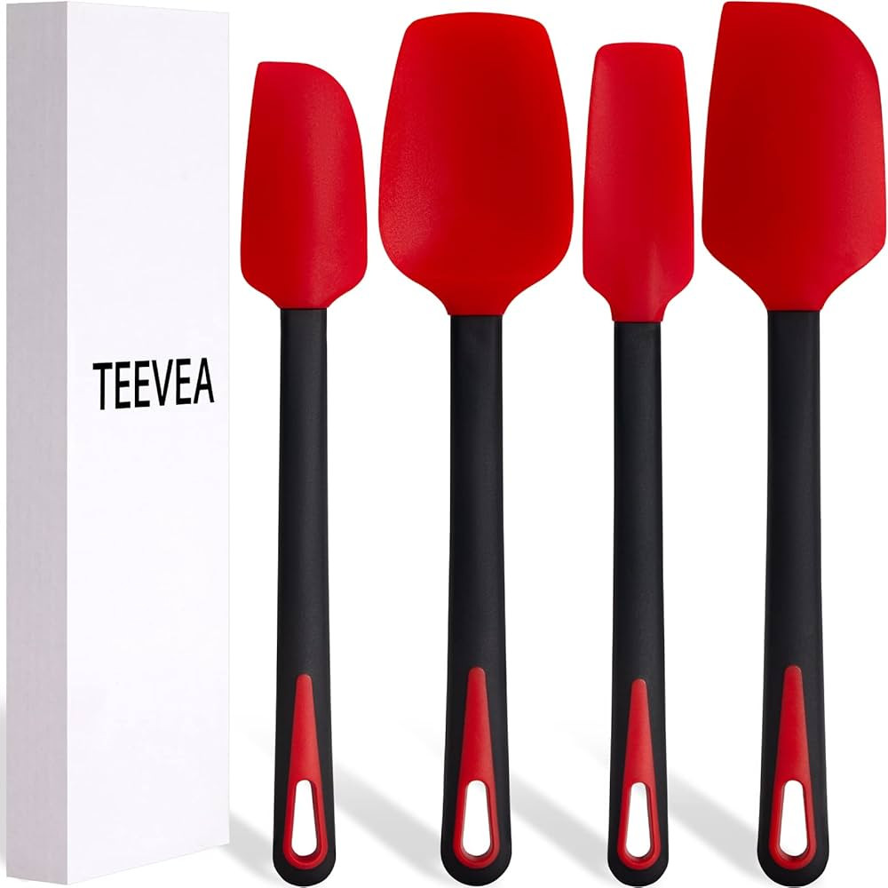 TEEVEA Silicone Spatula,Spatulas Silicone Heat Resistant,Large Non Stick Cookware Silicone Rubber... | Amazon (US)