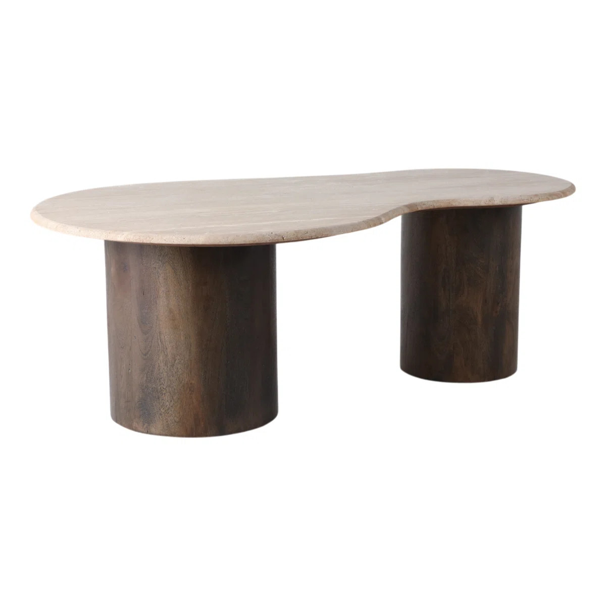 Latitude Run® Modern Coffee Table With Travertine Stone Top And Mango Wood Base Glam Accent For ... | Wayfair North America