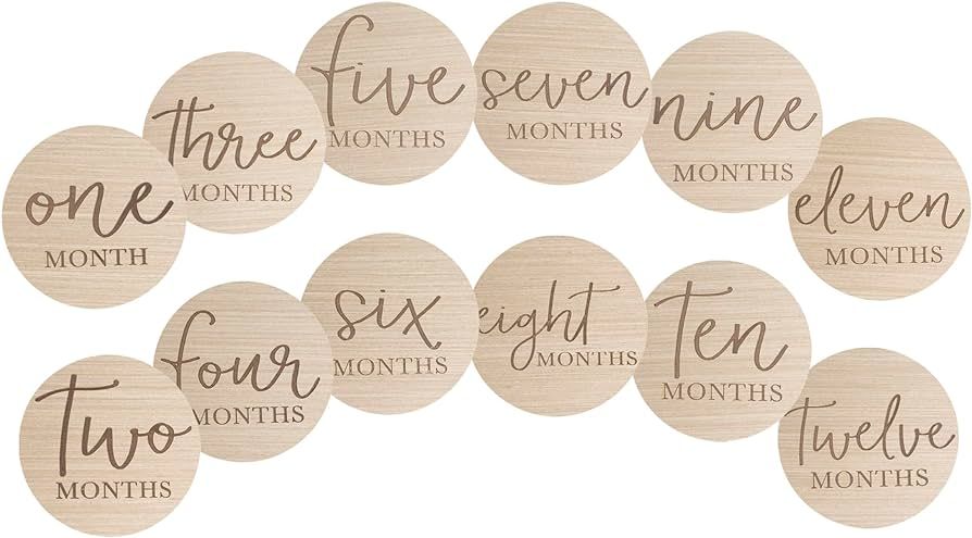 Little Pear Wooden Milestone Photo Cards, Baby Announcement Cards, Double Sided Photo Prop Monthl... | Amazon (US)