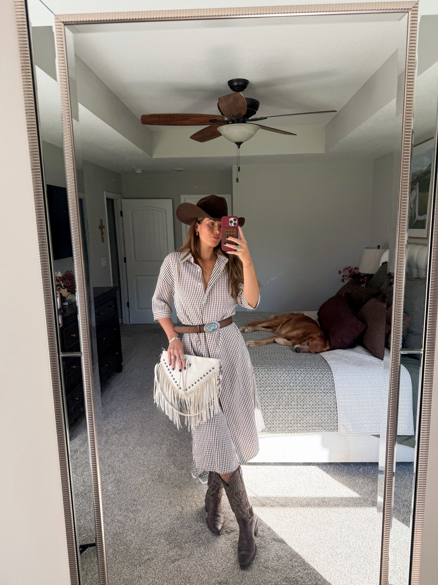 amazon western ootd! dress in a size small ! all exact besides hat. so cute for thanksgiving or family pictures