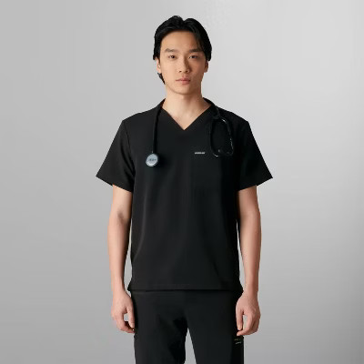 Members Only Men's Scrub Top With Double Chest Pocket - Black - Small | Target