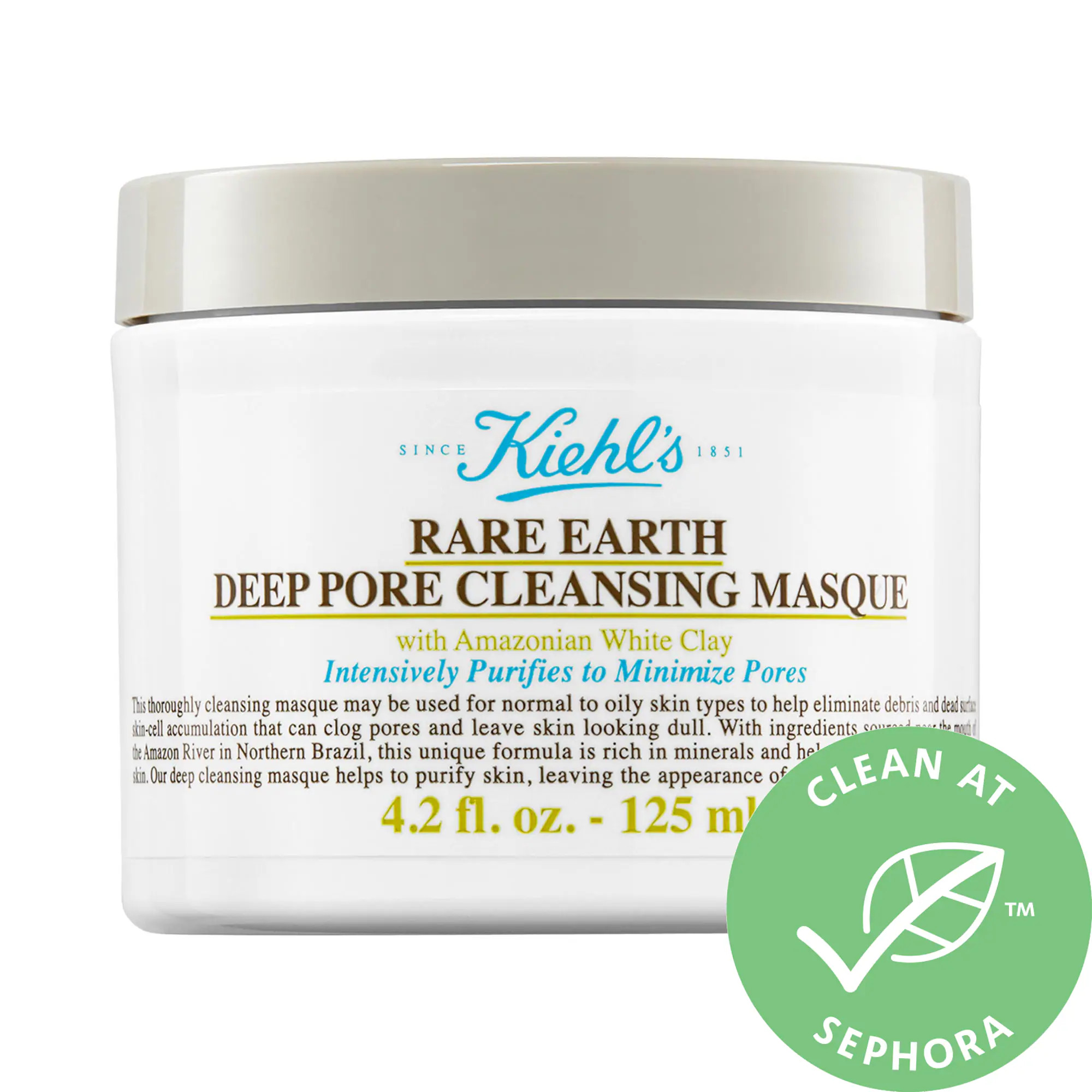 Kiehl's Since 1851 Rare Earth Deep Pore Minimizing Cleansing Clay Mask 4.2 oz/ 125 mL | Sephora (US)