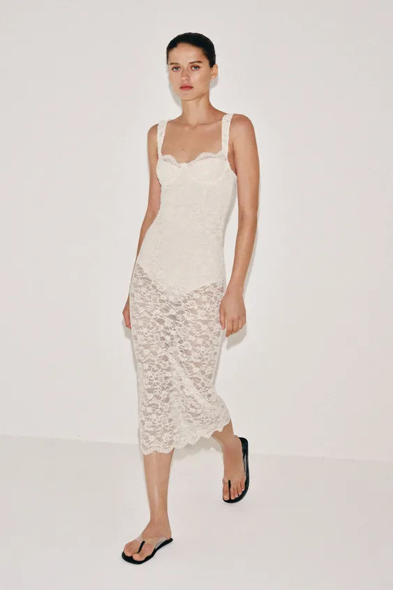 LACE MIDI DRESS | Zara UK