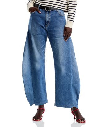 A.W.A.K.E. MODE High Rise Barrel Leg Jeans in Blue Denim  | Bloomingdale's Women | Bloomingdale's (US)