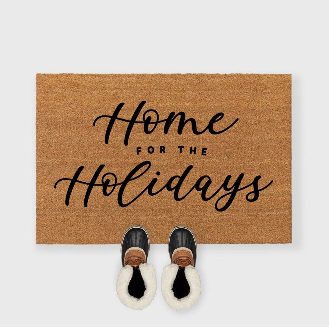 Home for the holidays doormat, Christmas Doormat,Christmas Porch decor,Christmas outdoor decor, C... | Etsy (US)