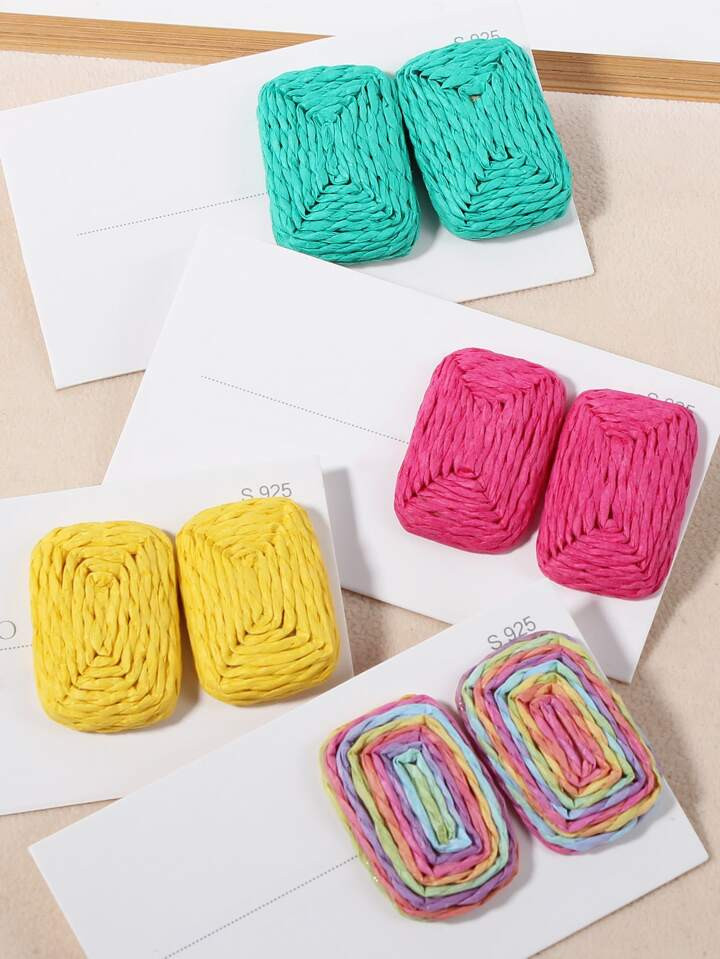 4pairs/set Textured Stud Earrings | SHEIN