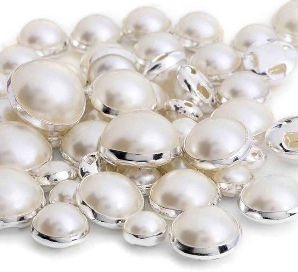 100 Pcs On Faux Pearls Flatback Half Round Bead Buttons for Clothing Shoes Bag Belt DIY Crafts Se... | Amazon (US)