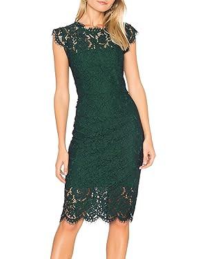 MEROKEETY Women's Sleeveless Lace Floral Elegant Cocktail Dress Crew Neck Knee Length for Party | Amazon (US)