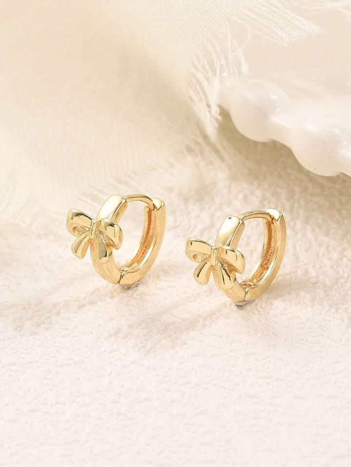 1pair Fashionable Bow Decor Hoop Earrings For Women For Daily Decoration | SHEIN