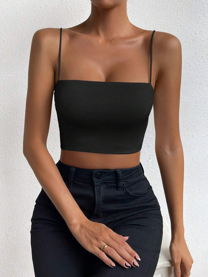 SHEIN Essnce Solid Crop Cami Top | SHEIN
