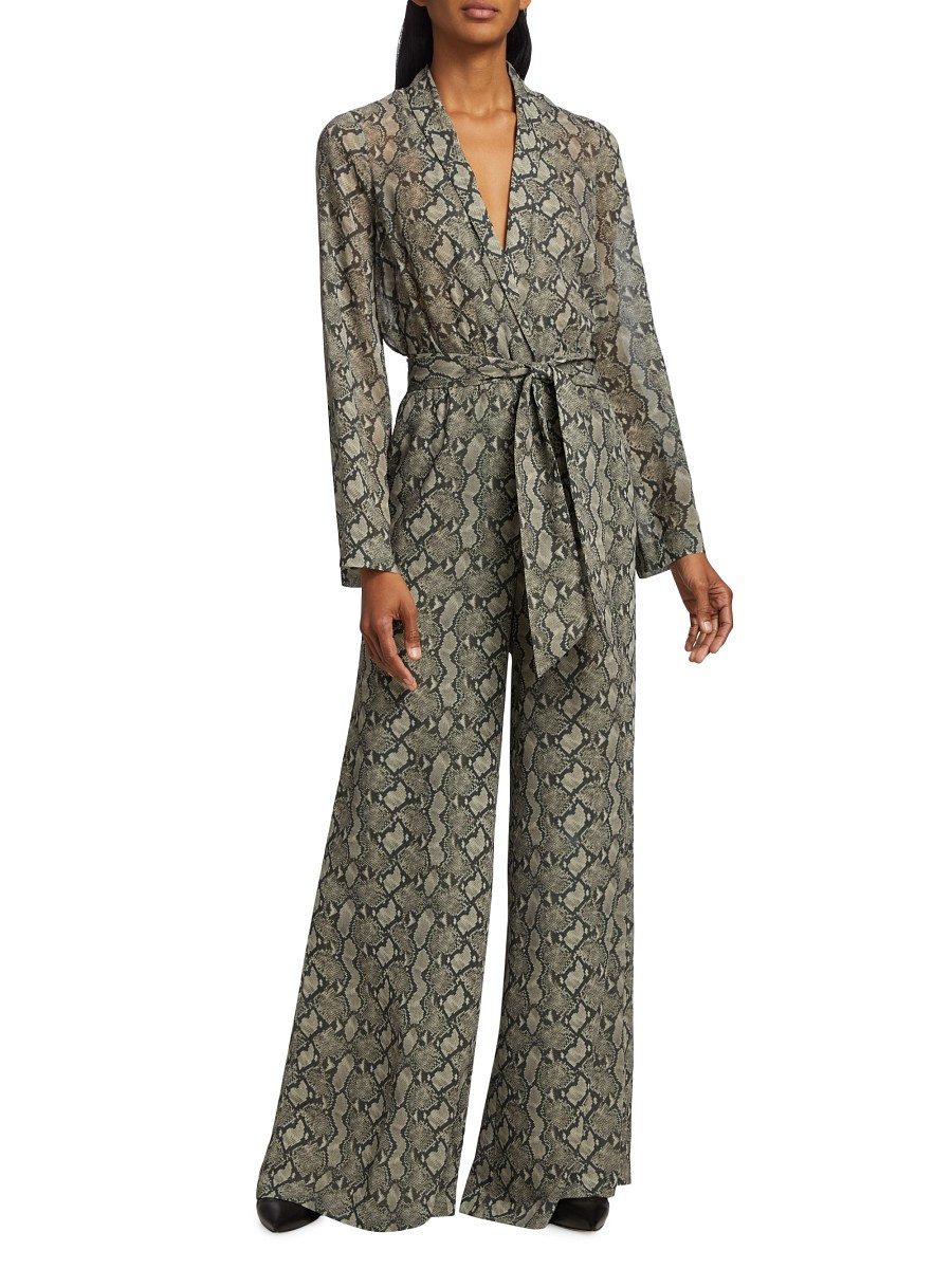 L'AGENCE Women's Echo Belted Snakeskin-Print Jumpsuit - Sage Paloma Snake - Size 6 | Saks Fifth Avenue OFF 5TH