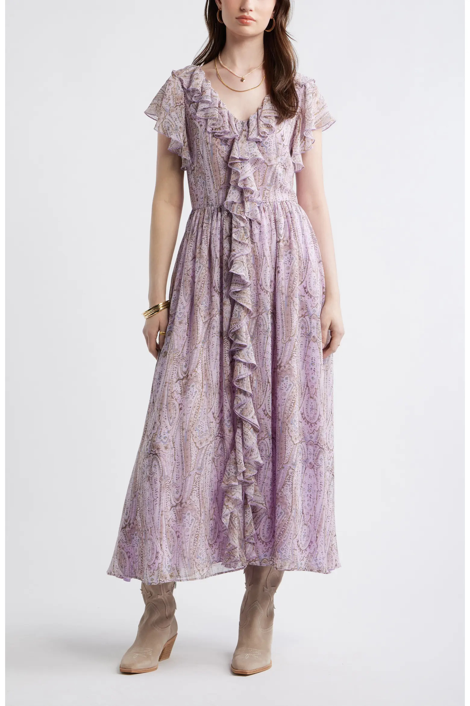 Ruffle V-Neck Maxi Dress (Women) | Nordstrom | Nordstrom