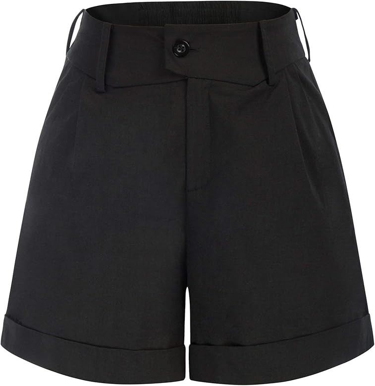 Belle Poque Women Summer Linen Shorts Elastic High Waisted Shorts with Pockets | Amazon (US)