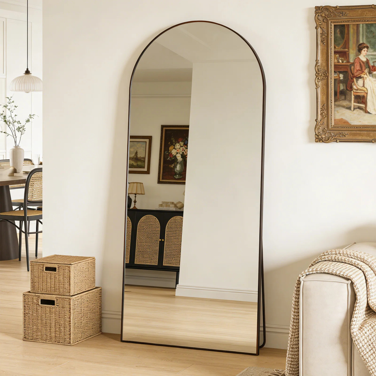 Arched Full-Length Mirror, Aluminum Alloy Frame, Tempered Glass Floor Mirror | Wayfair North America
