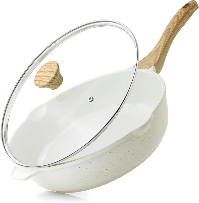 SENSARTE Nonstick Ceramic Saute Pan 12-Inch, 5QT Non-toxic Deep Frying Pan Skillet with Lid, Heal... | Amazon (US)