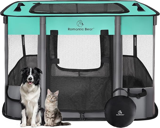 Dog Playpen,Pet Playpen, Foldable Dog Cat Playpens,Portable Exercise Kennel Tent Crate,Water-Resi... | Amazon (US)