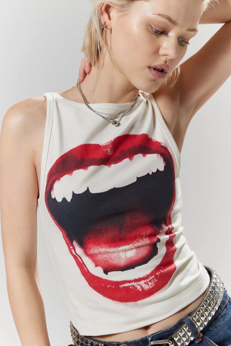 Silence + Noise Mercedes Lips Graphic Tank Top | Urban Outfitters (US and RoW)