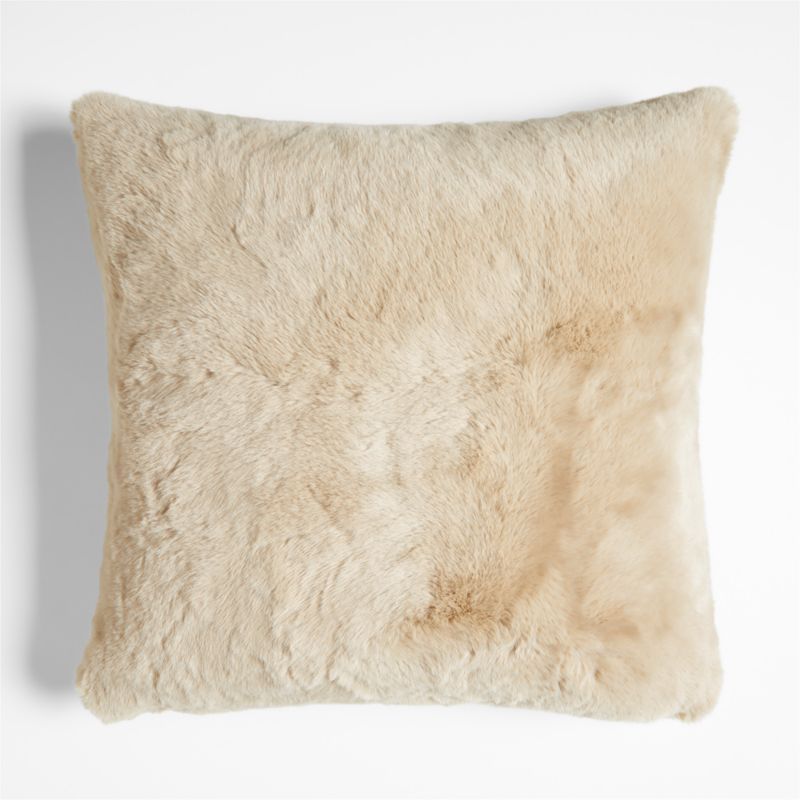 Ginger Beige Faux Fur 23"x23" Throw Pillow with Down-Alternative Insert + Reviews | Crate & Barre... | Crate & Barrel
