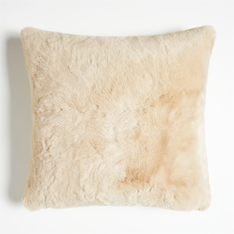 Ginger Beige Faux Fur 23"x23" Throw Pillow with Down-Alternative Insert + Reviews | Crate & Barre... | Crate & Barrel