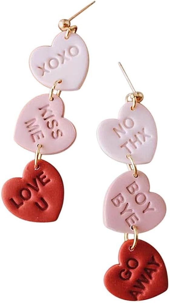 Valentines Day Heart Earrings Holiday Birthday Jewelry Gifts for Women Teen Girls Mama | Amazon (US)