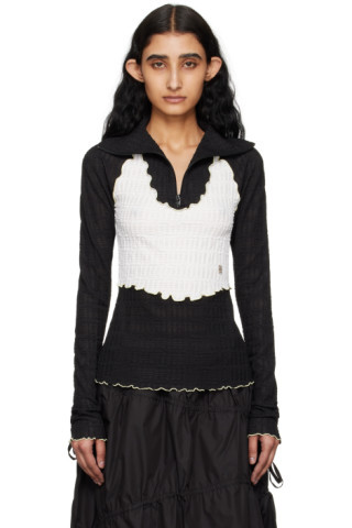 Black Half-Zip Wrinkle Top | SSENSE