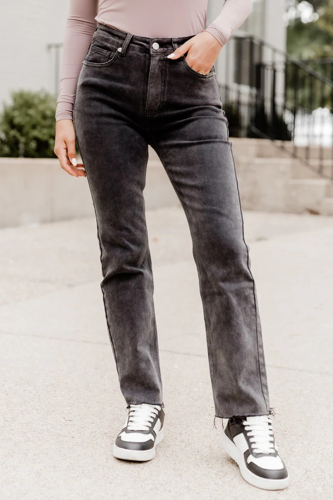 Melanie Black Straight Leg Jeans | Pink Lily