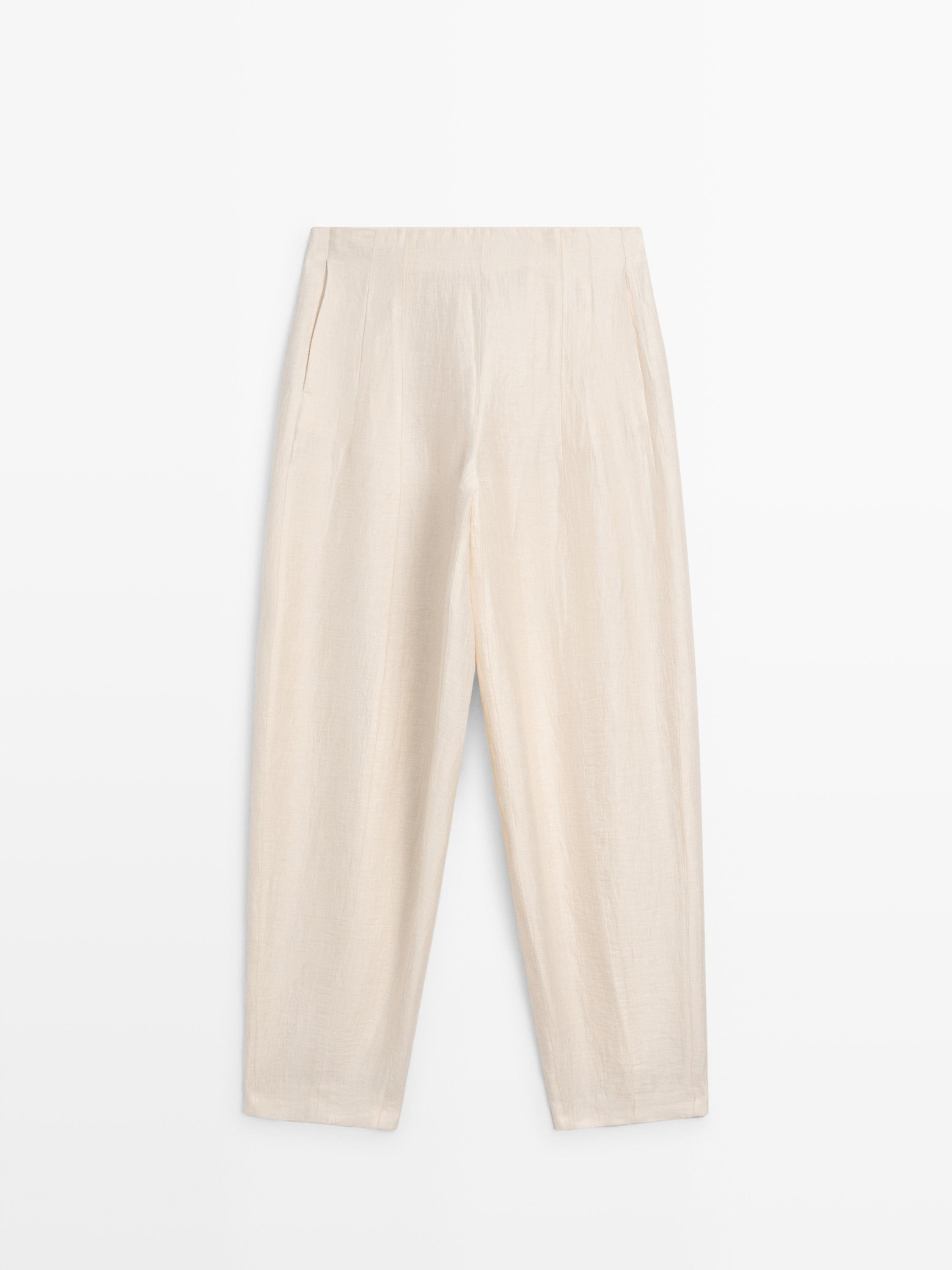 Linen blend sarouel trousers | Massimo Dutti UK