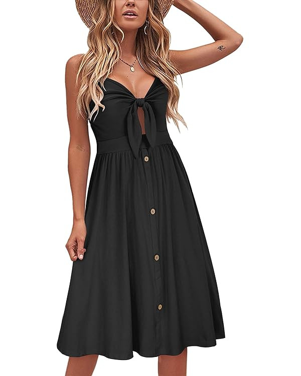 VOTEPRETTY Women's Summer Dresses Spring Sundresses Beach Clothes Outfit Vacation 2024 V Neck Cas... | Amazon (US)