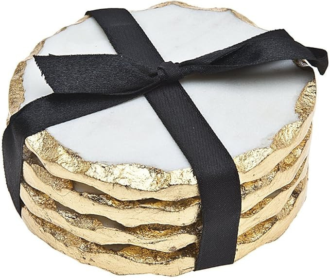 Godinger Silver Art Round Coasters Gold Edge Set of 4 | Amazon (US)
