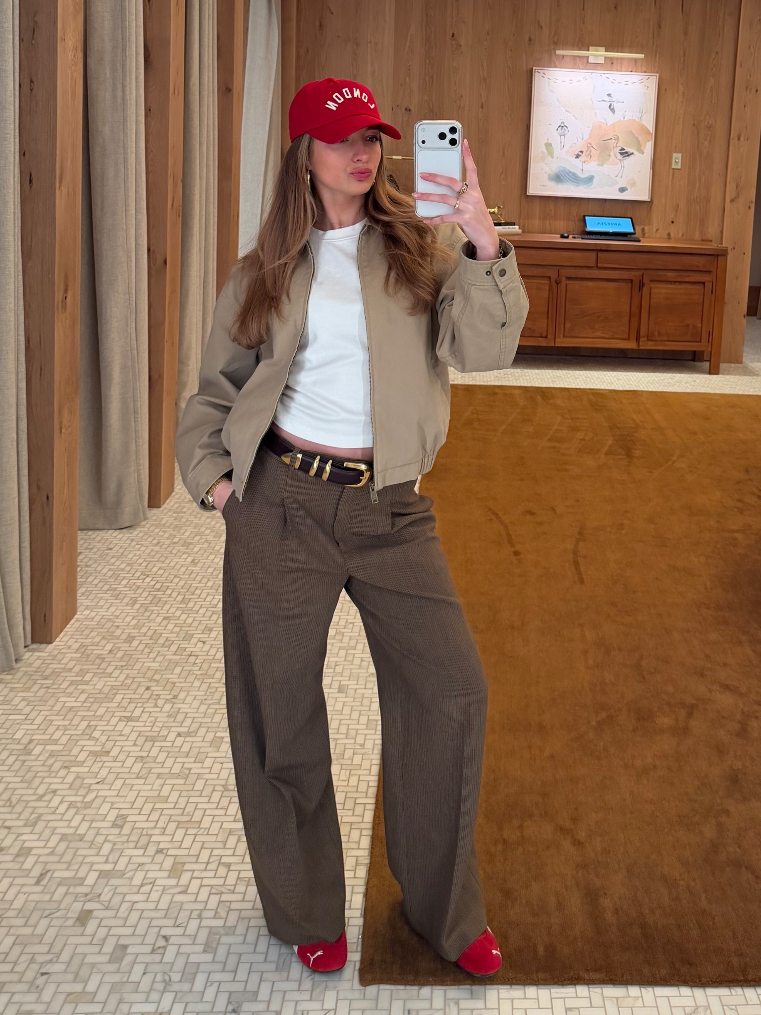 Red London hat from Anthropologie!