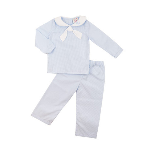Blue Gingham Sailor Pant Set | Cecil and Lou