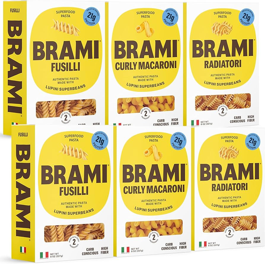 Brami Pasta | Made with Semolina Wheat & Lupini Beans | High Protein & Fiber, Low Carb Healthy Pa... | Amazon (US)