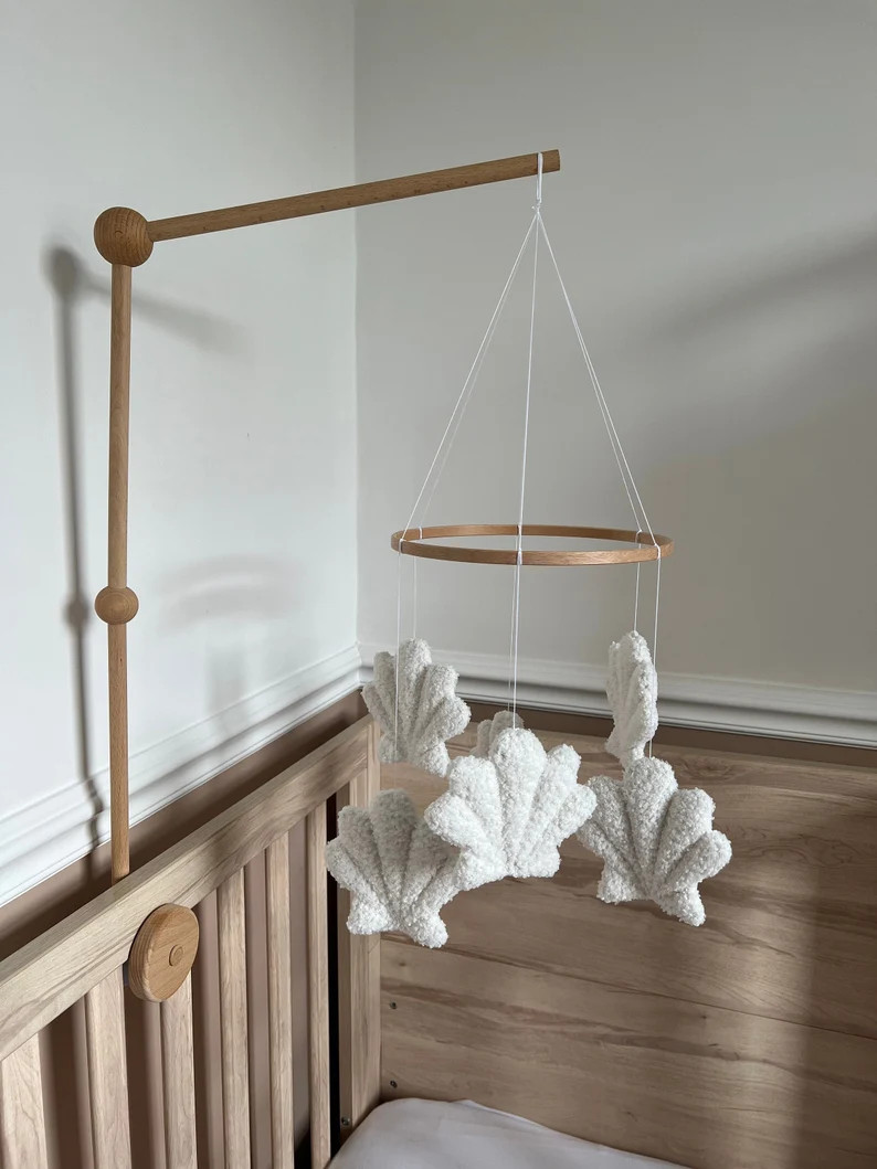 Seashell Mobile Micro Boucle Shell Mobile Neutral Nursery Decor Baby Mobile Boucle Nursery Decora... | Etsy (US)