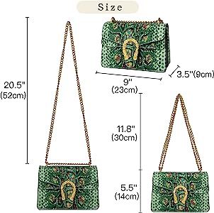 Satchel Purses and Shoulder Bag for Women - Fashion Print PU Leather Handbag Chain Strap Crossbod... | Amazon (US)