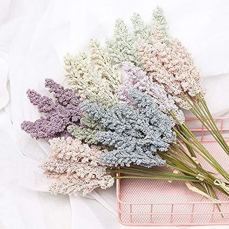 6Pcs/Pack Artificial Vanilla Mini Foam Berry Spike Artificial Flowers Bouquet for Home Plant Wall... | Amazon (US)